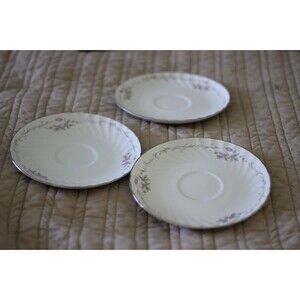 Genuine Porcelain China Gold Standard Pink Rose Saucer Japan 6" set of 3